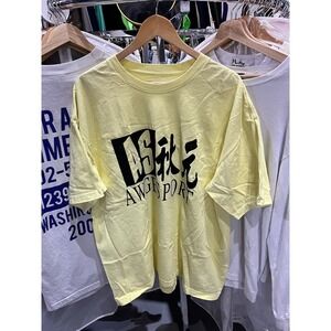 AWGE Sport Chinese Lettering Logo Canary Yellow Graphic T Shirt Size Large NWOT